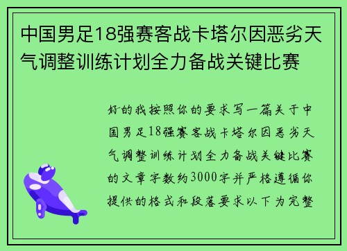 中国男足18强赛客战卡塔尔因恶劣天气调整训练计划全力备战关键比赛